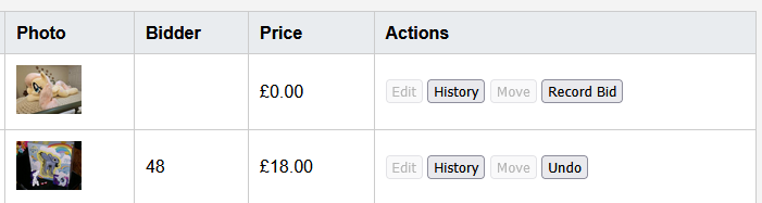 Admin bid management screenshot
