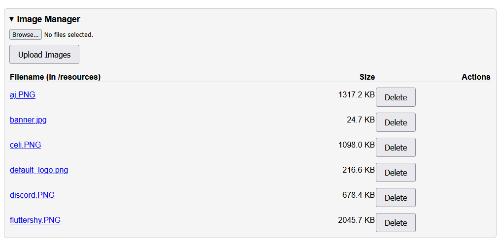 Maintenance image manager screenshot